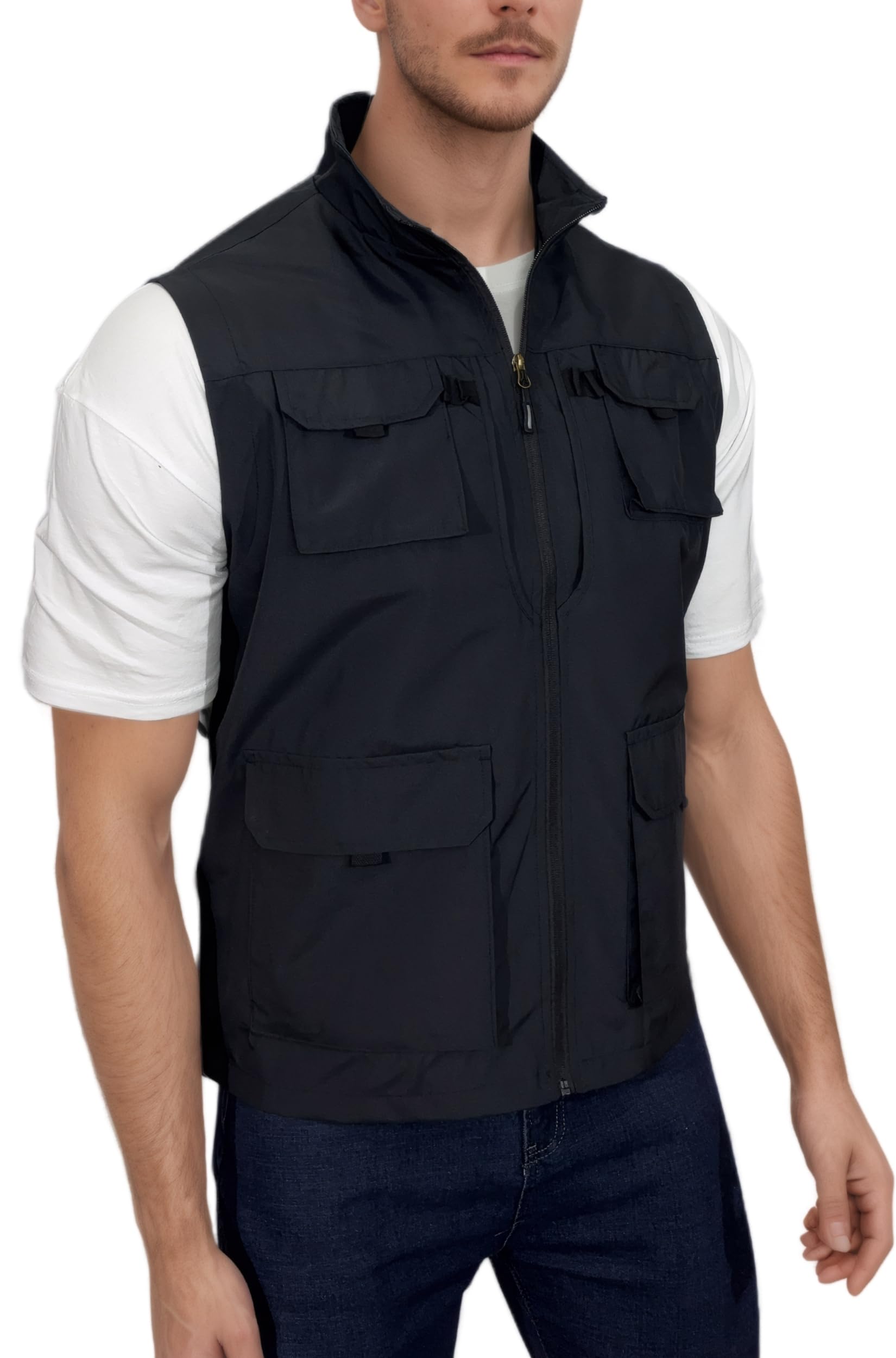 Uomo All'aperto Gilet da Pesca Leggero Panciotto Gilet da Sportivo Giubbotto Traspirante Asciugatura Rapida Gilet con Multi-Tasche Giubbotto Campeggio Caccia Gilet