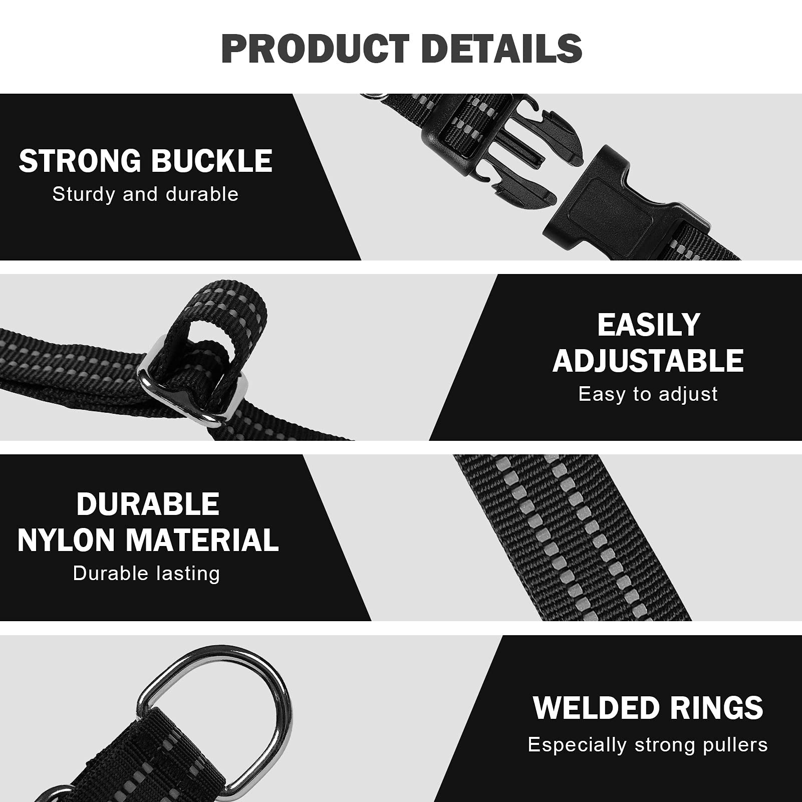 Hikiko Martingale Dog Collars Reflective Nylon Dog Collar with Quick Release Buckle Adjustable Training No Slip Dog Collar (Medium - Image 2