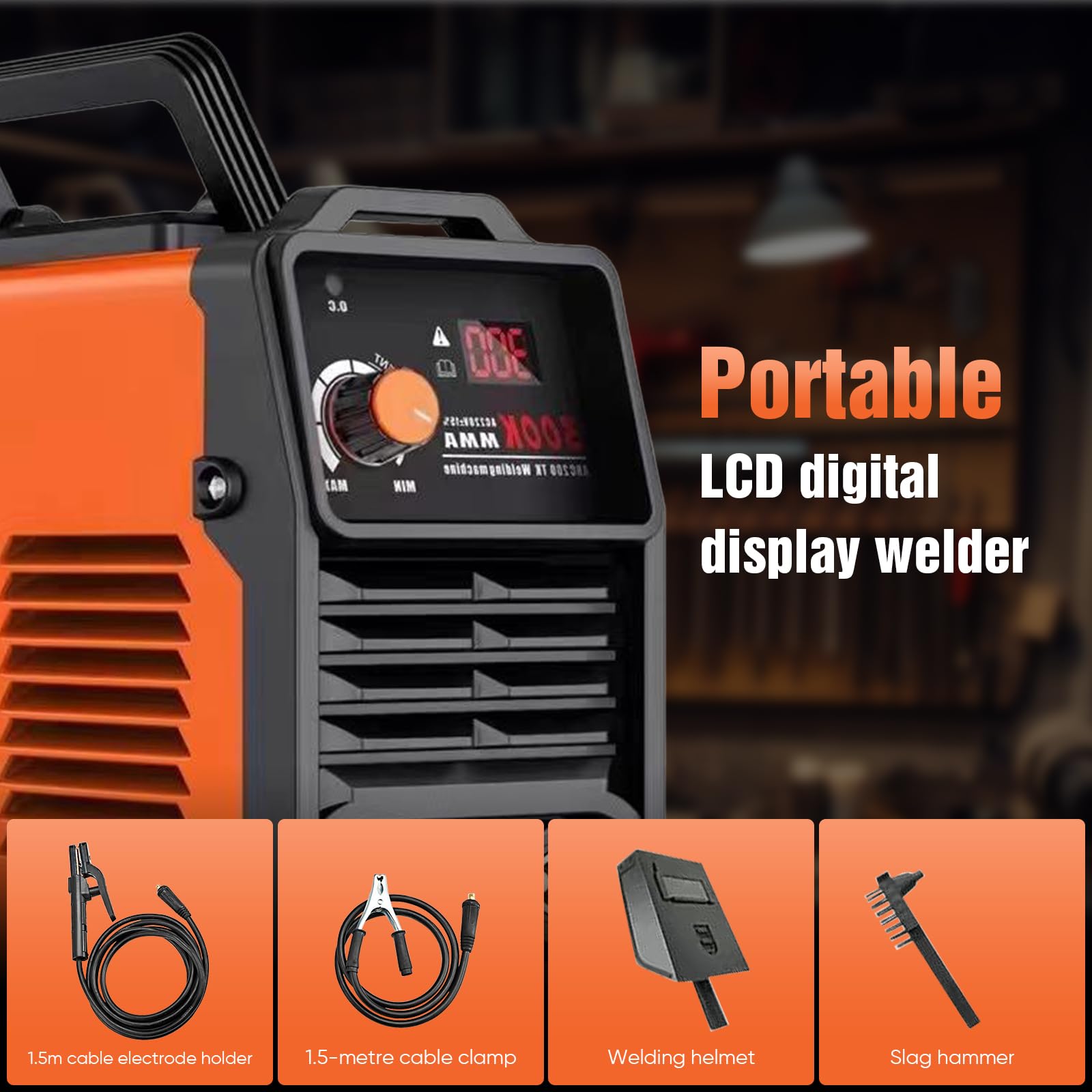 Poste à souder IGBT 300 A 220 V - Soudeur portable MMA avec démarrage à chaud et fonction anti-adhésive, électrodes IGBT DC, pour acier, acier inoxydable et fonte, écran LCD