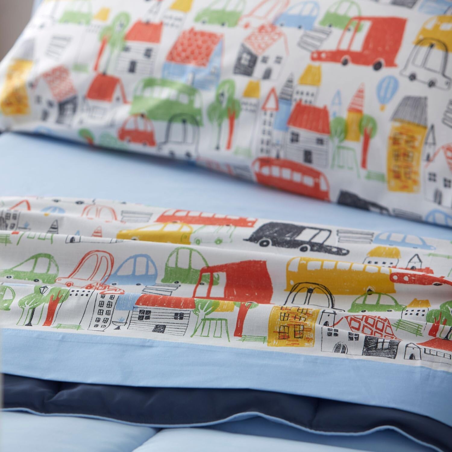 Burrito Blanco│Sábanas Infantiles, Cama de 105 (+ Medidas Disponibles)│Poliéster 50% Algodón 50%│Fácil Planchado│Diseño 178, Azul