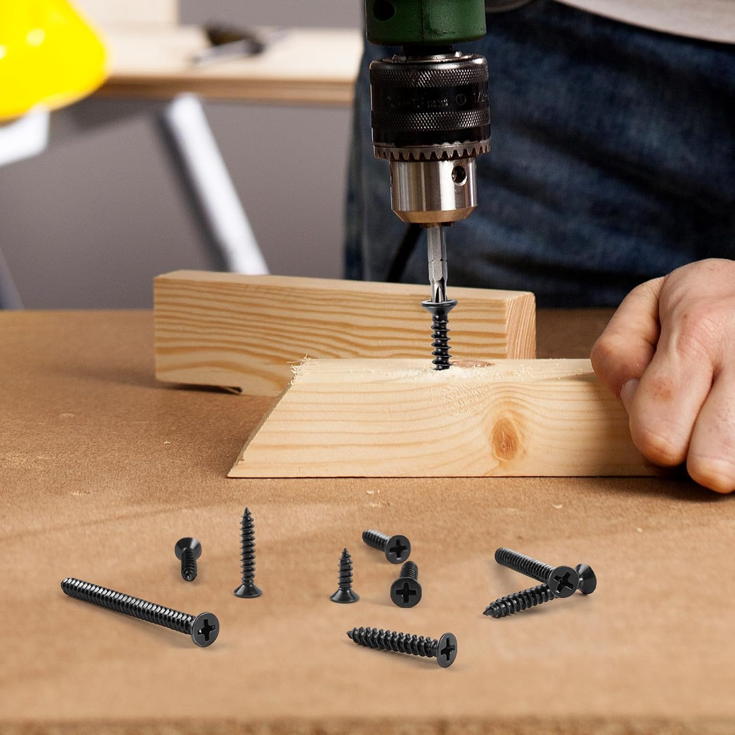 250Pcs Wood Screws Assortment Kit, #6#8 Black Screws, Cross Recessed Flat Head, Wood Screws, Assorted Screws, Screw Set (2", 1-1/2", 1-1/4", 1", 3/4", 5/8", 1/2")​