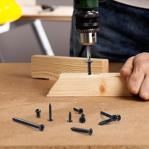 Kit de tornillos para madera 250 piezas, tornillos negros #6#8, cabeza plana con ranura cruzada, surtidos (varios tamaños) miniatura 6