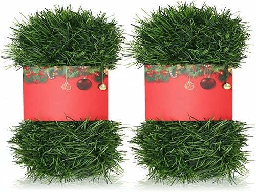 Miniatura 7 de Guirnalda de Navidad artificial de 3.5 pulgadas de ancho, guirnalda de pino suave, decoraciones de Navidad para escaleras, árboles, chimeneas