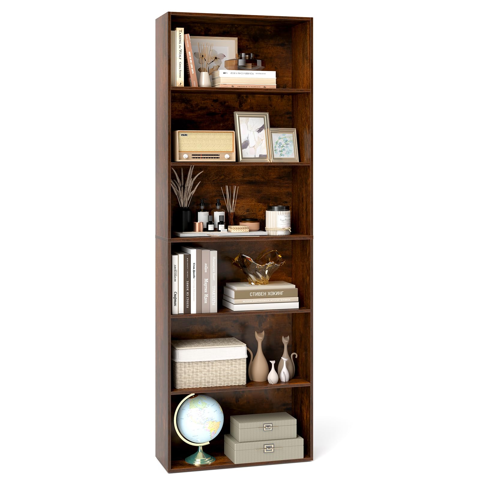 Amazon.com: Tangkula 6-Tier Bookcase, 70” Tall Freestanding