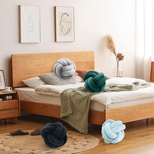 Miniatura 5 de FUB - Almohada corta de felpa con nudo, almohada de cintura para decoración del hogar, cojín de felpa para sofá, automóvil, decoración de oficina,