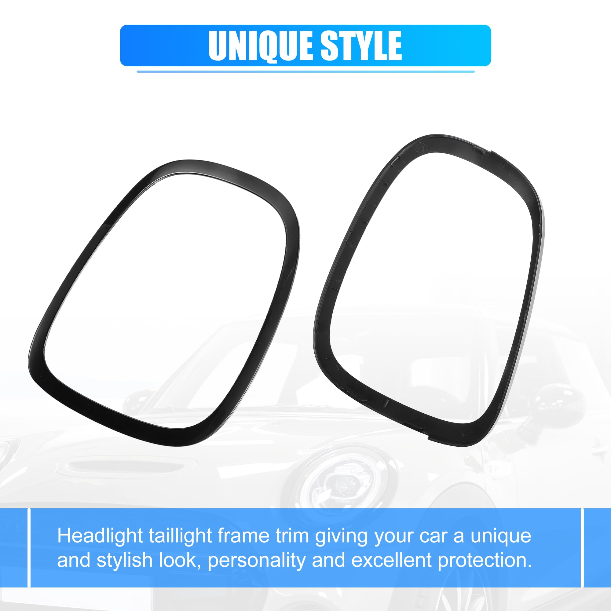 QUARKZMAN Anillos Faro Delantero Y Trasero Para Mini Cooper 14-21 1 Par | Color: Negro, Material: Plástico, Posición: Delantero Y Trasero, Compatible Con: F55, F56, F57, Reemplazo Directo