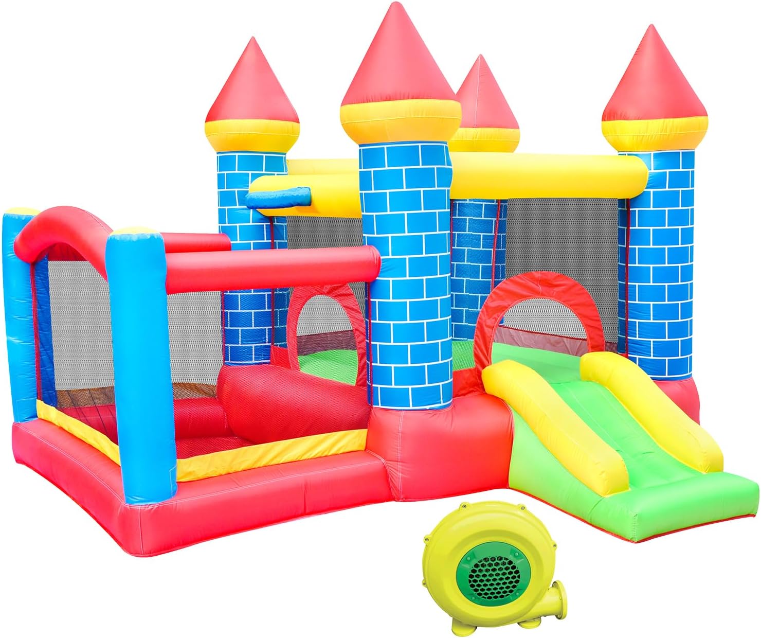 Inflatable Bounce House, Toddle Bounce House with Slide, Inflatable Bouncy House with Blower, Bouncy Castle with Ball Shooting for Indoor&Outdoor