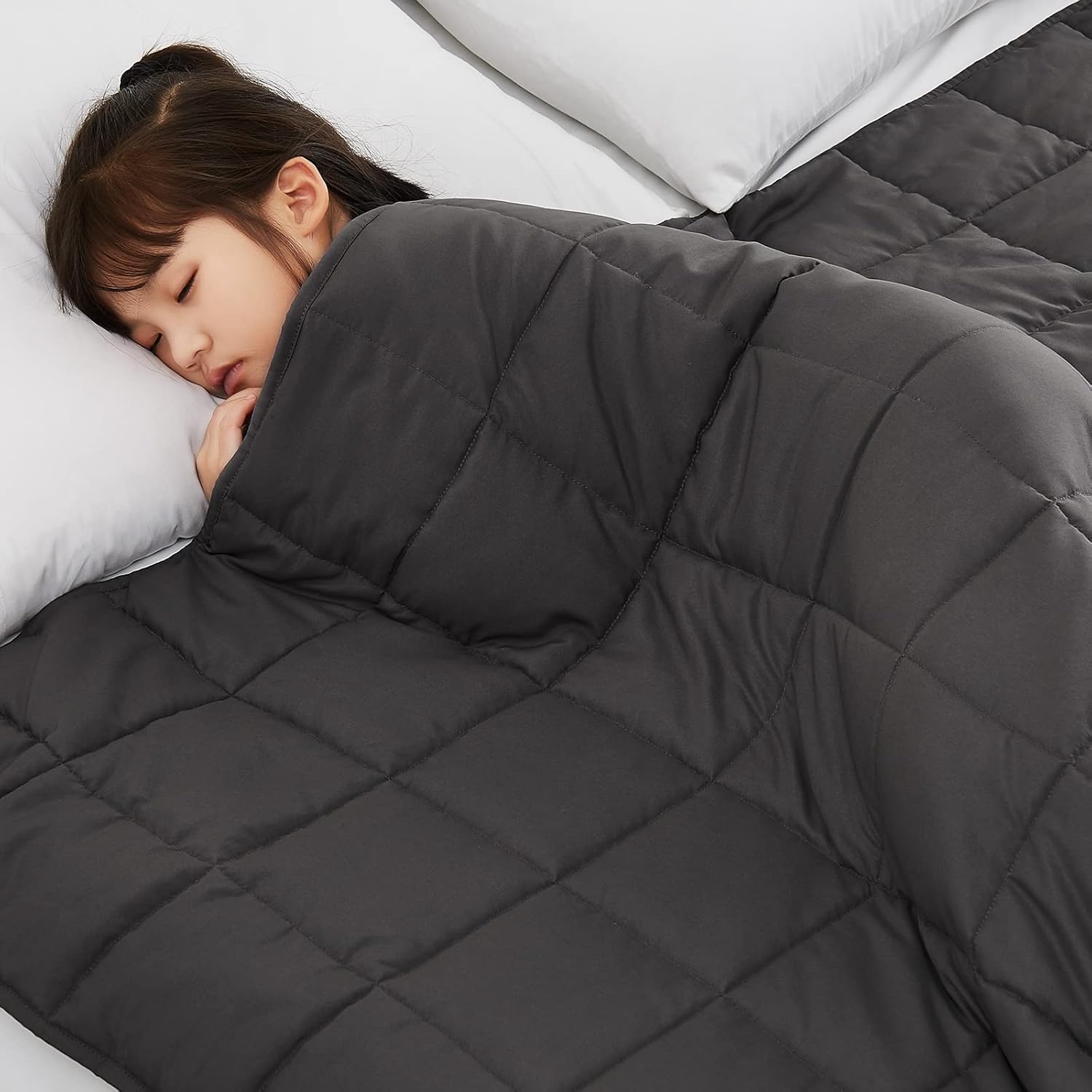 HOSUKKO Weighted Blanket Kids, Weighted Blanket for Kids 5 lbs Grey Heavy Blanket