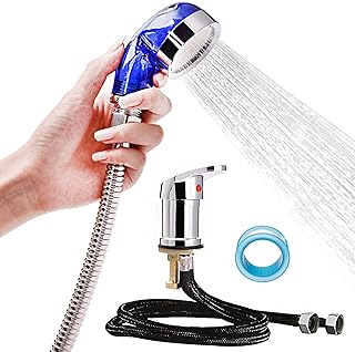 Shampoo Bowl Faucet, Salon Faucet for Barbershop Sink Shampoo Bed Chair Shower Replacement, Hot and Cold Mixer Shampoo Faucet (Blue)