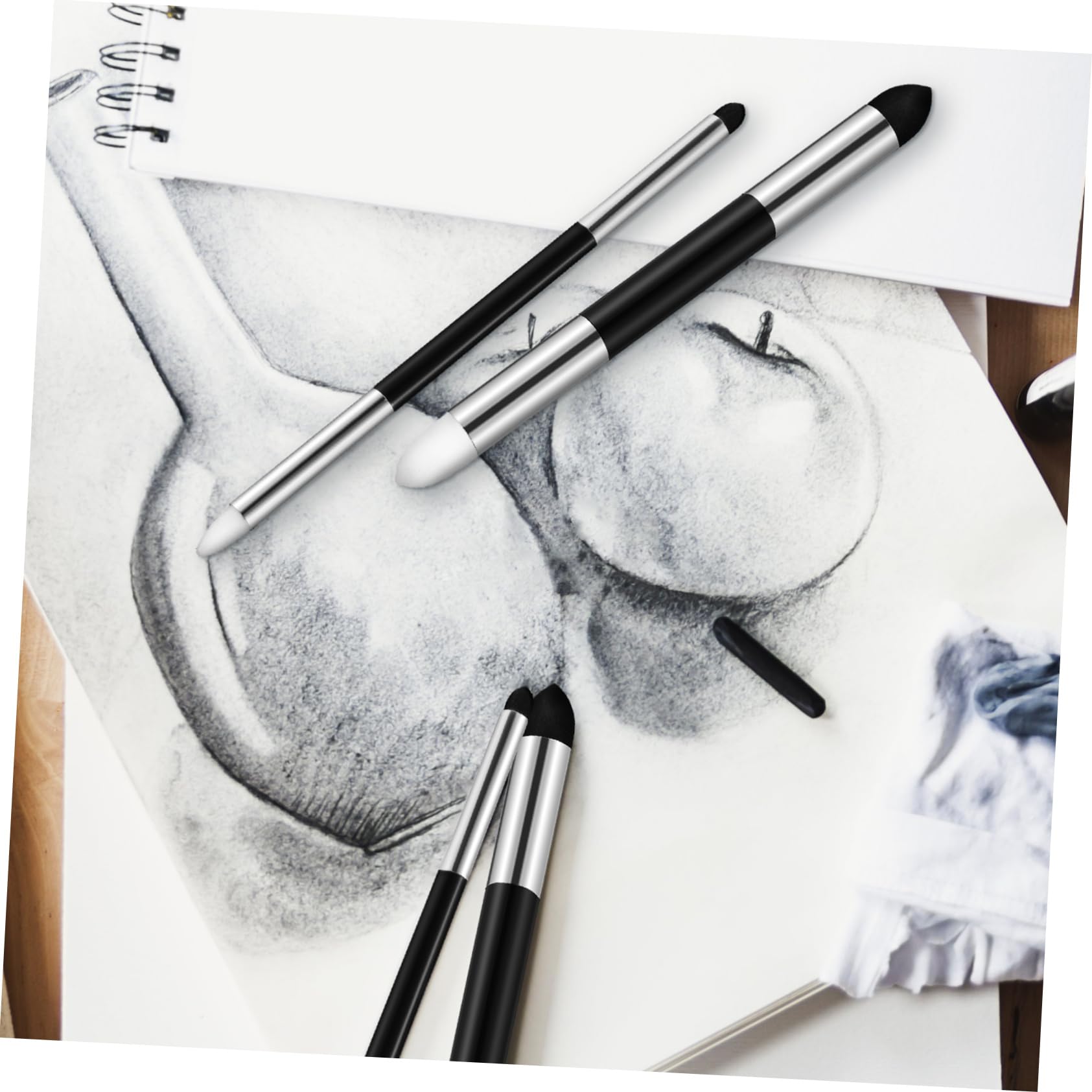 KALLORY Eraser Pen Set 6 Pcs Blending Sponge Pen Shading Brushes Shaped Sponges Sponge Paint Brush Drawing Art Blenders Sponge for Painting