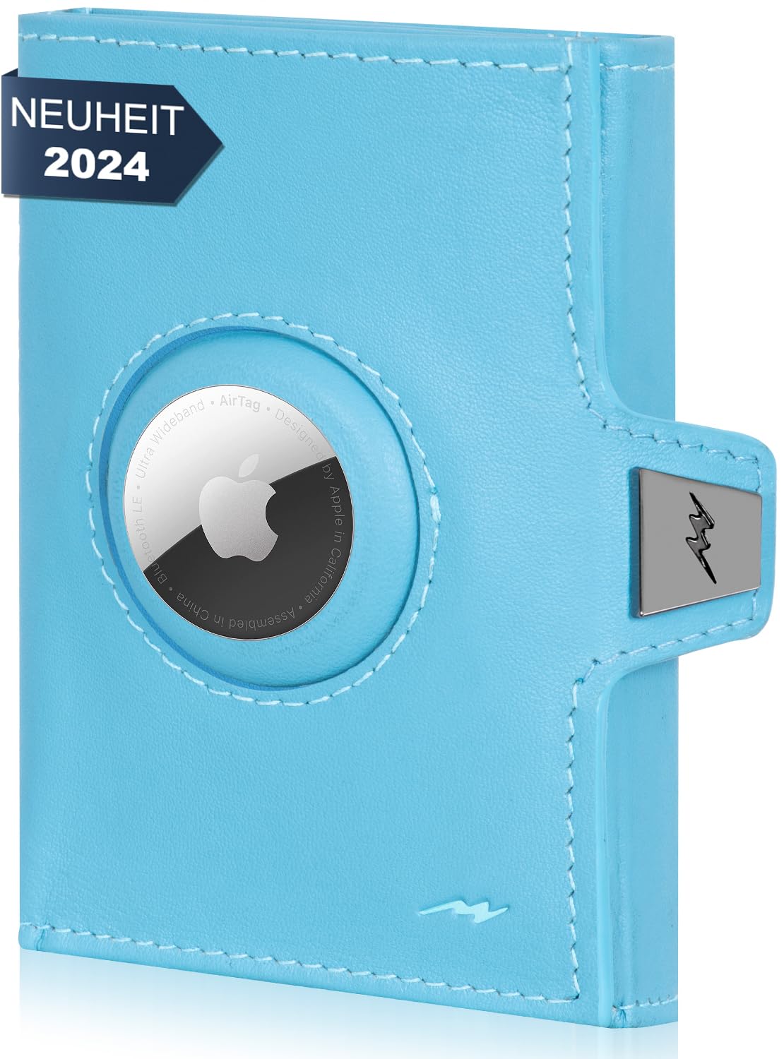Marc Peter® Jupiter Airtag Echtleder Geldbörse mit Münzfach | Kleines Airtag Portemonnaie für Herren mit RFID | Apple Airtag Mini Geldbörse für Männer