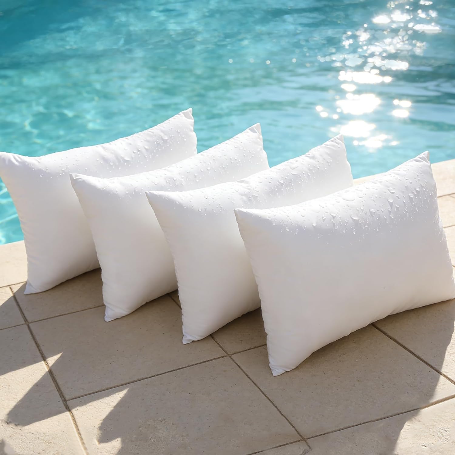 JOJOGOGO 12x20 Outdoor Lumbar Pillow Insert Waterproof Set of 4 Outdoor Lumbar Pillows for Patio Furniture Garden Swing and Front Porch