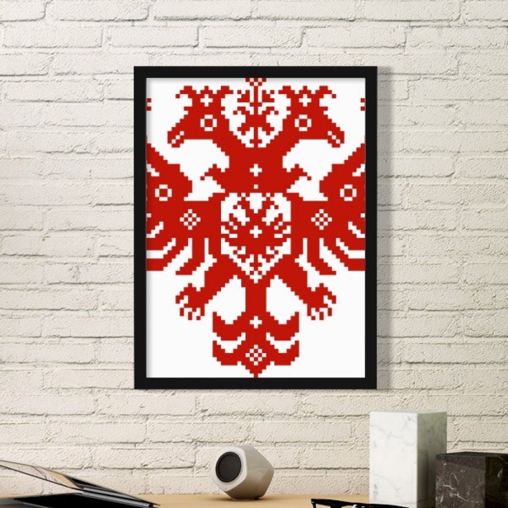 Cadre photo aigle russe rouge mosaïque stickers muraux petits formats noirs