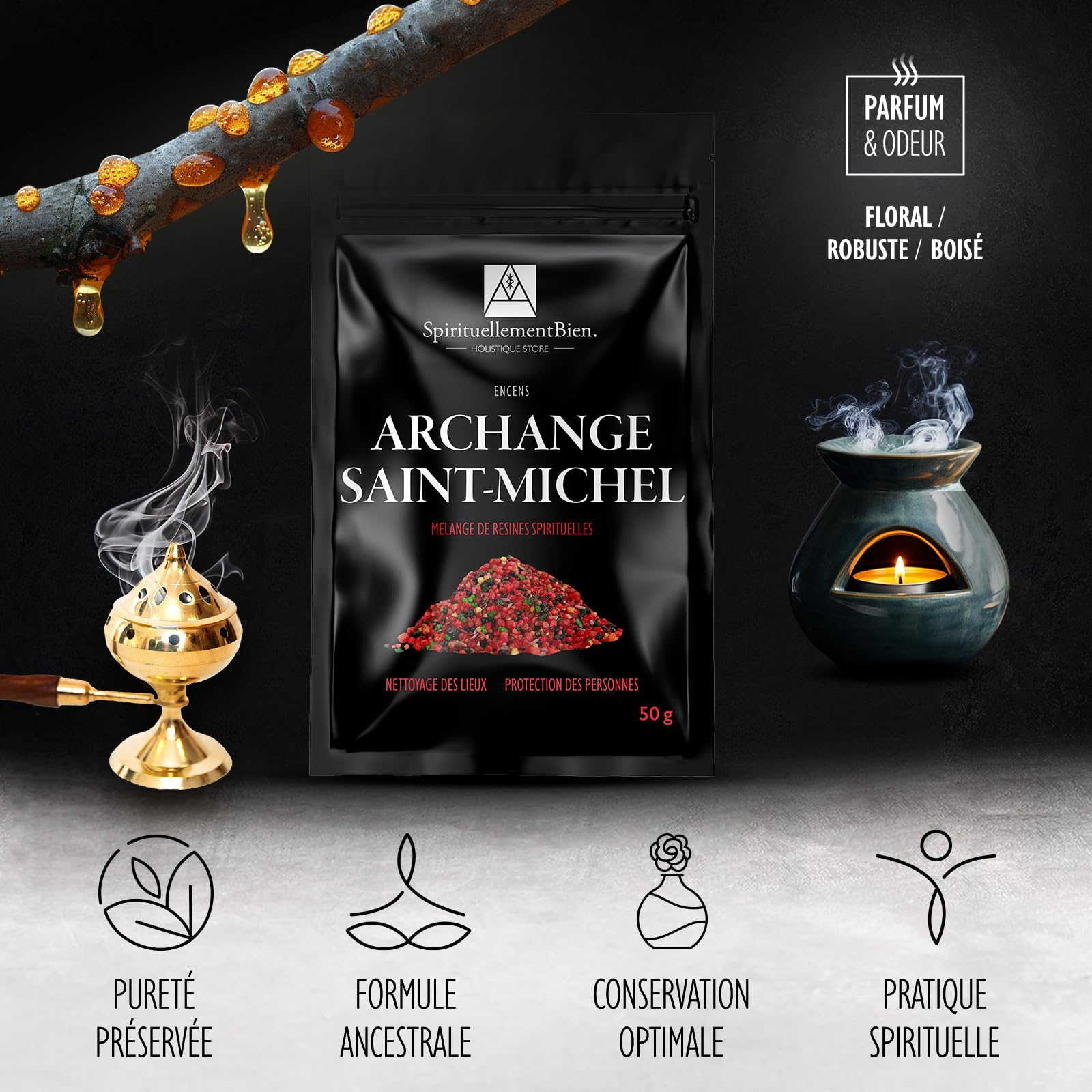 Encens Archanges St Michel résine 50gr Fumigation Brule Parfum Protection