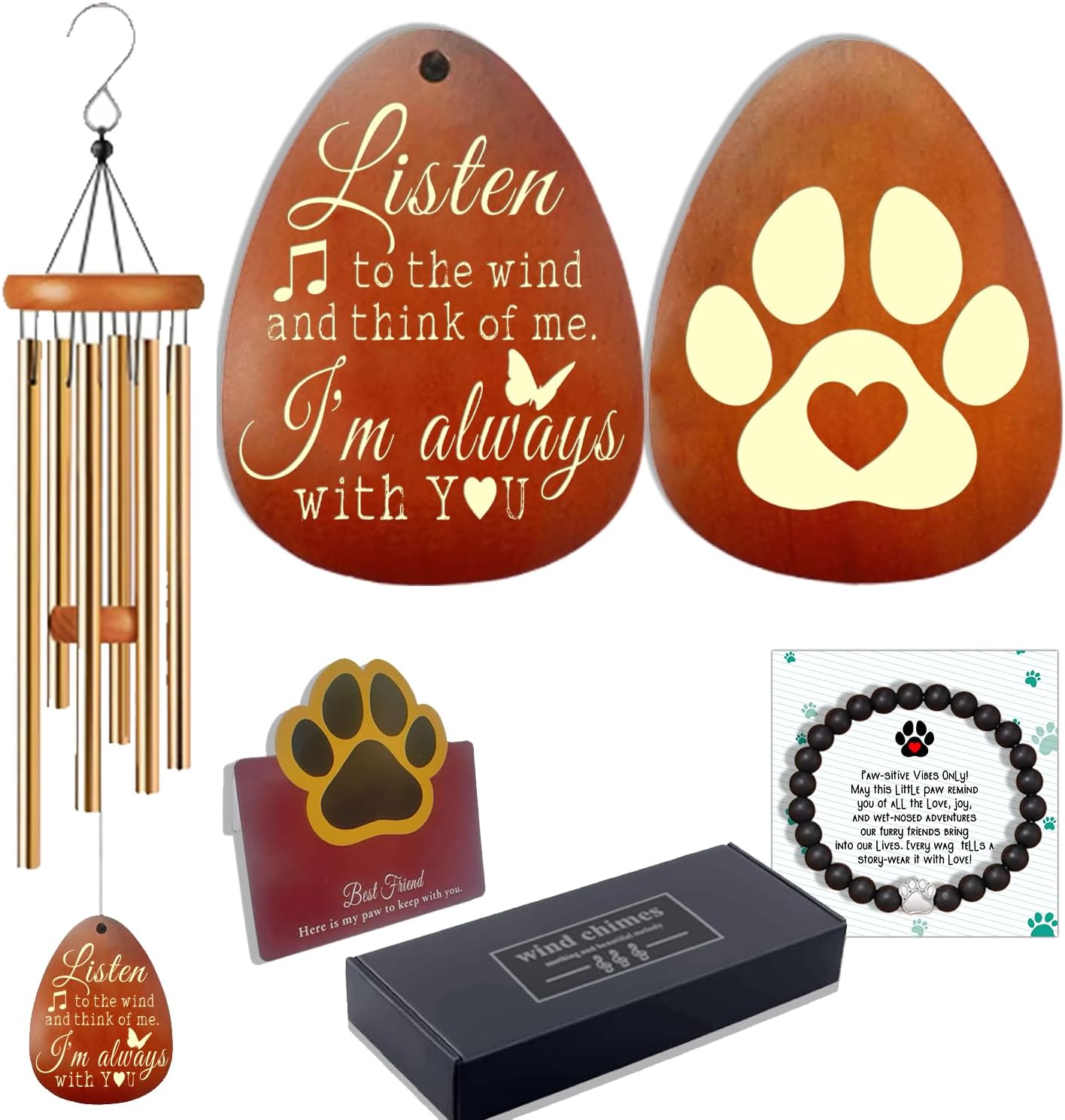 Pet Grave Markers Dog, Metal Pet Metal Memorial Garden Stake, 26" Pet Memorial Wind Chime, Gifts for Loss of Dog, Dogs Wind Chimes