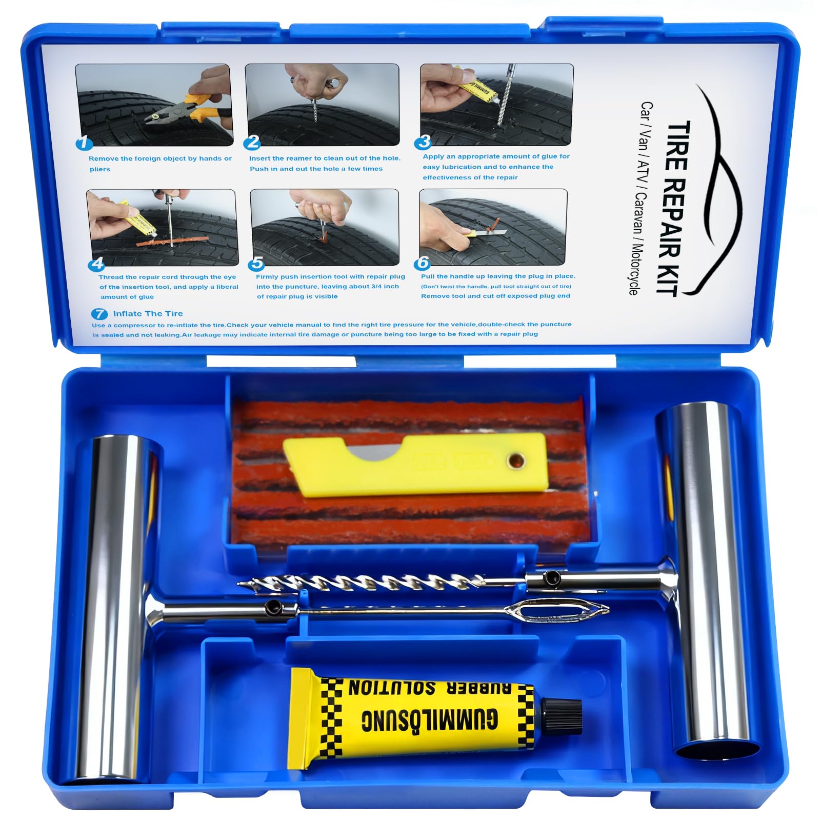 Beanewone 16-Piece Tire Repair Kit