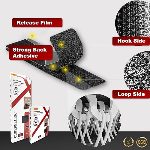 Miniatura 3 de Tiras de gancho y bucle con adhesivo resistente, tiras de 4 x 2 pulgadas con adhesivo, 9 juegos, color negro, tiras de sujeción adhesivas de
