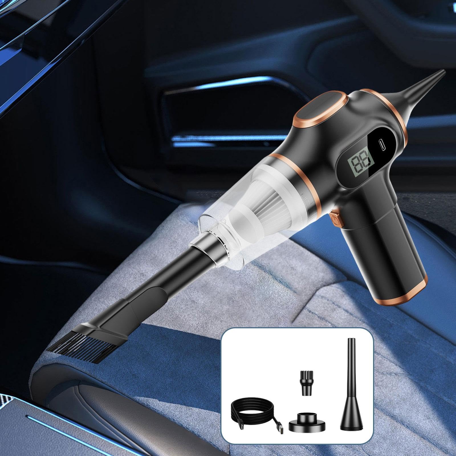 Fenteer Aspiradora de Mano, Potente Limpiador de Autos, Aspiradora Inalámbrica Mini Duster, Filtro único Negro