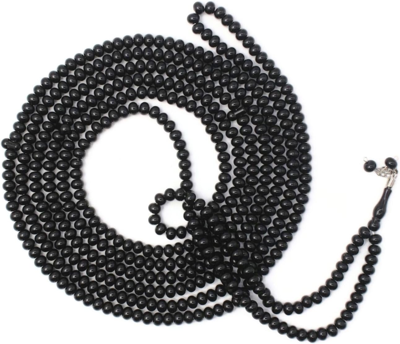 500-Bead Black Acrylic Islamic Prayer Beads (Tesbih/Masbaha) โ Smooth Worry Beads for Meditation, Dhikr, and Gift Giving โ 7x9mm Oval Shape