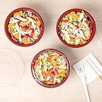 Vista 10 de Restaurantware Tazones de plástico para alimentos de 18 onzas, 200 recipientes desechables con tapa, aptos para Mircowave, sin BPA, cuencos