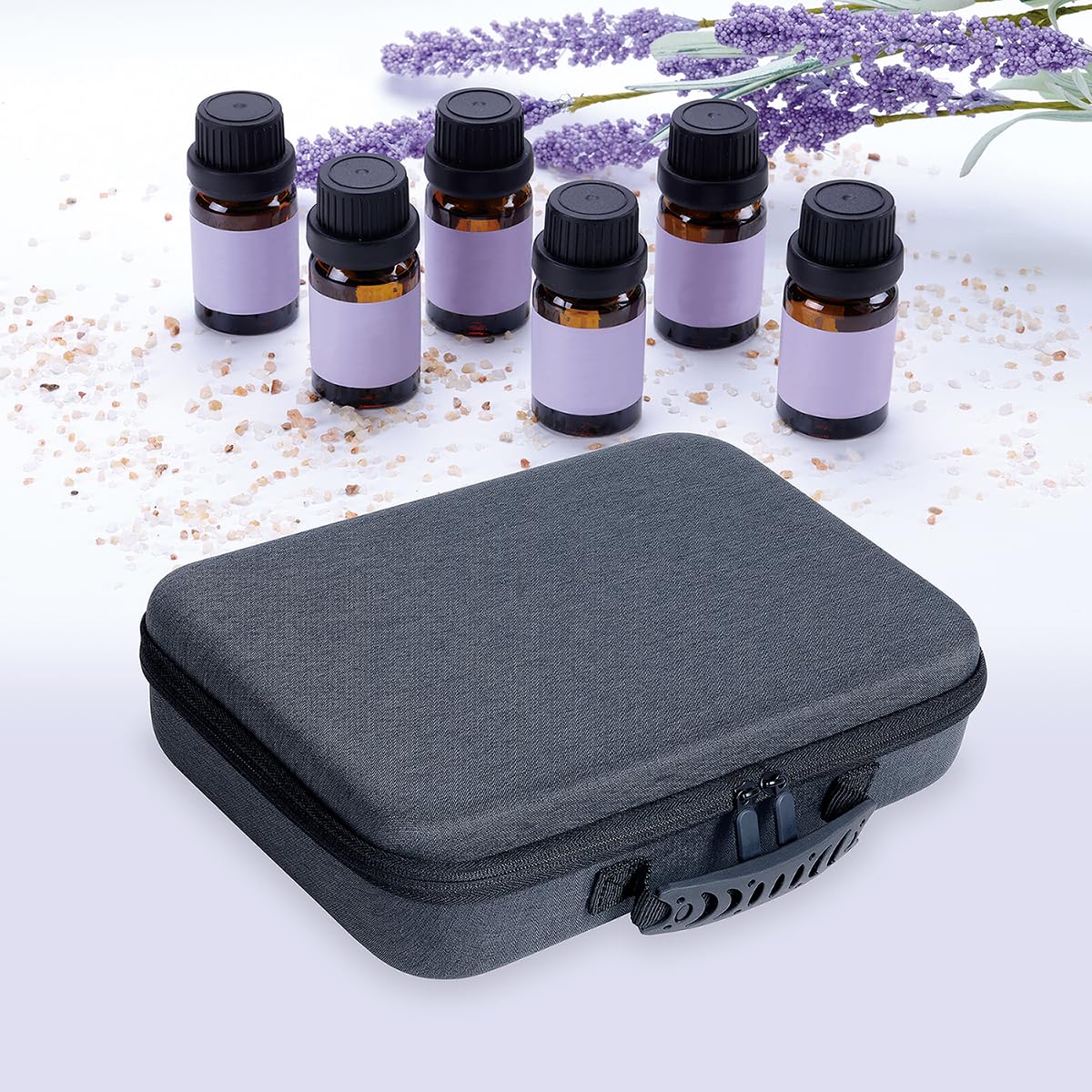 Tragetasche für ätherische Öle, für 60 Fächer für 1–3 ml Rollflaschen, 5 ml, 10 ml, 15 ml Flaschen, Aufbewahrungstasche, Hartschale, EVA, Tasche für ätherische Öle mit abnehmbarem