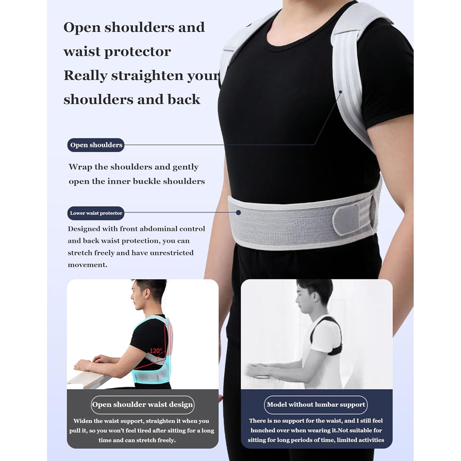 Amazon | XS,UZIAH バックブレース姿勢矯正器、胸椎矯正器、 女性と