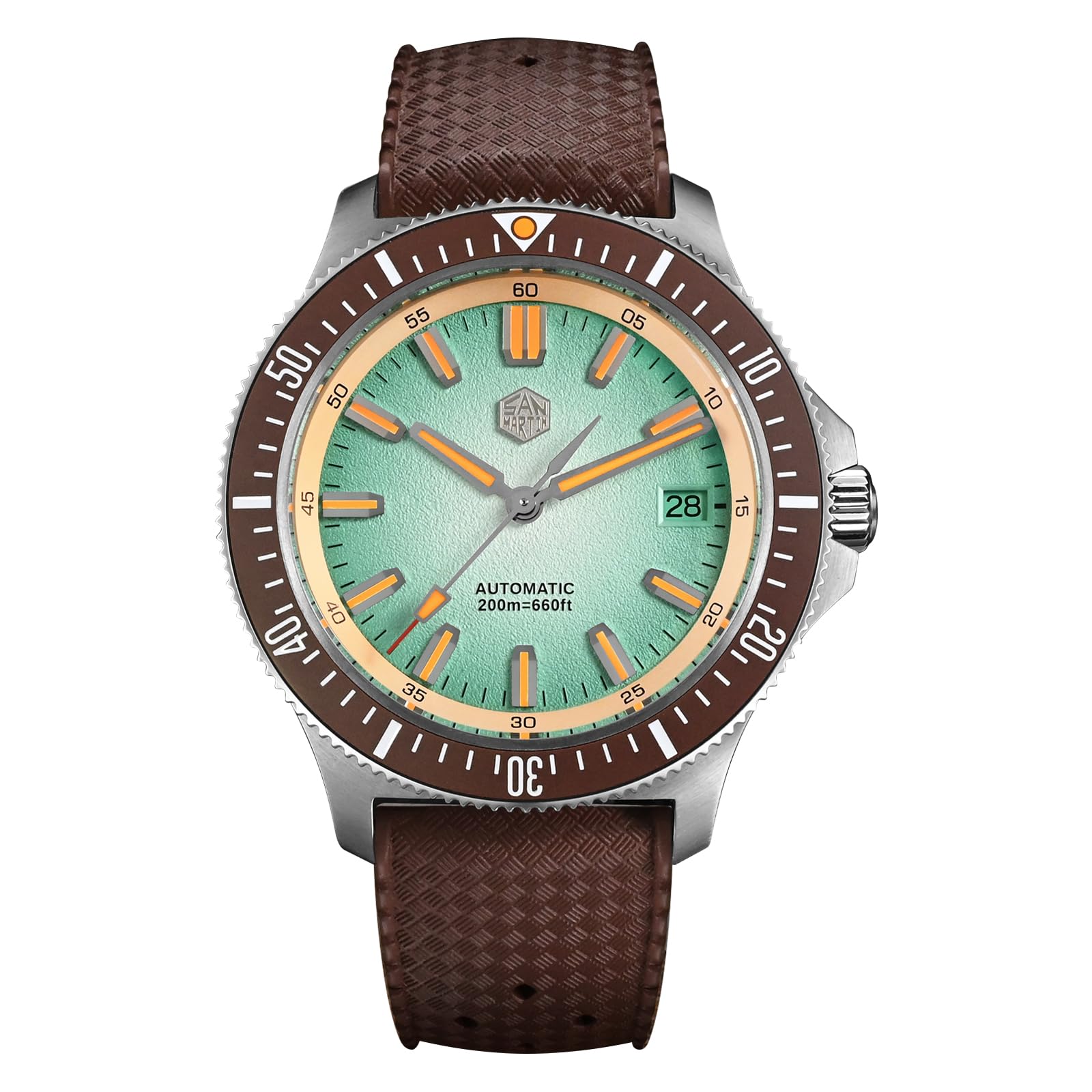 San Martin SN0118 Automatic Watch for Men, 40mm Sapphire Crystal Dive Watches 316L Stainless Steel 200M Water Resistant