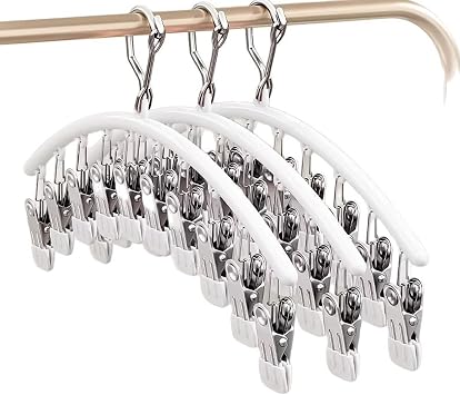 2 Pack Rack Windproof Drying Rack with 20 Pegs Drip Airer Hanging Sock Rack Sock Dryer with Pegs Air Dryer Hanger Drying Rack Laundry Pegs Drip Hanger for Socks, Underwear,Bras,Baby Clothes (White)