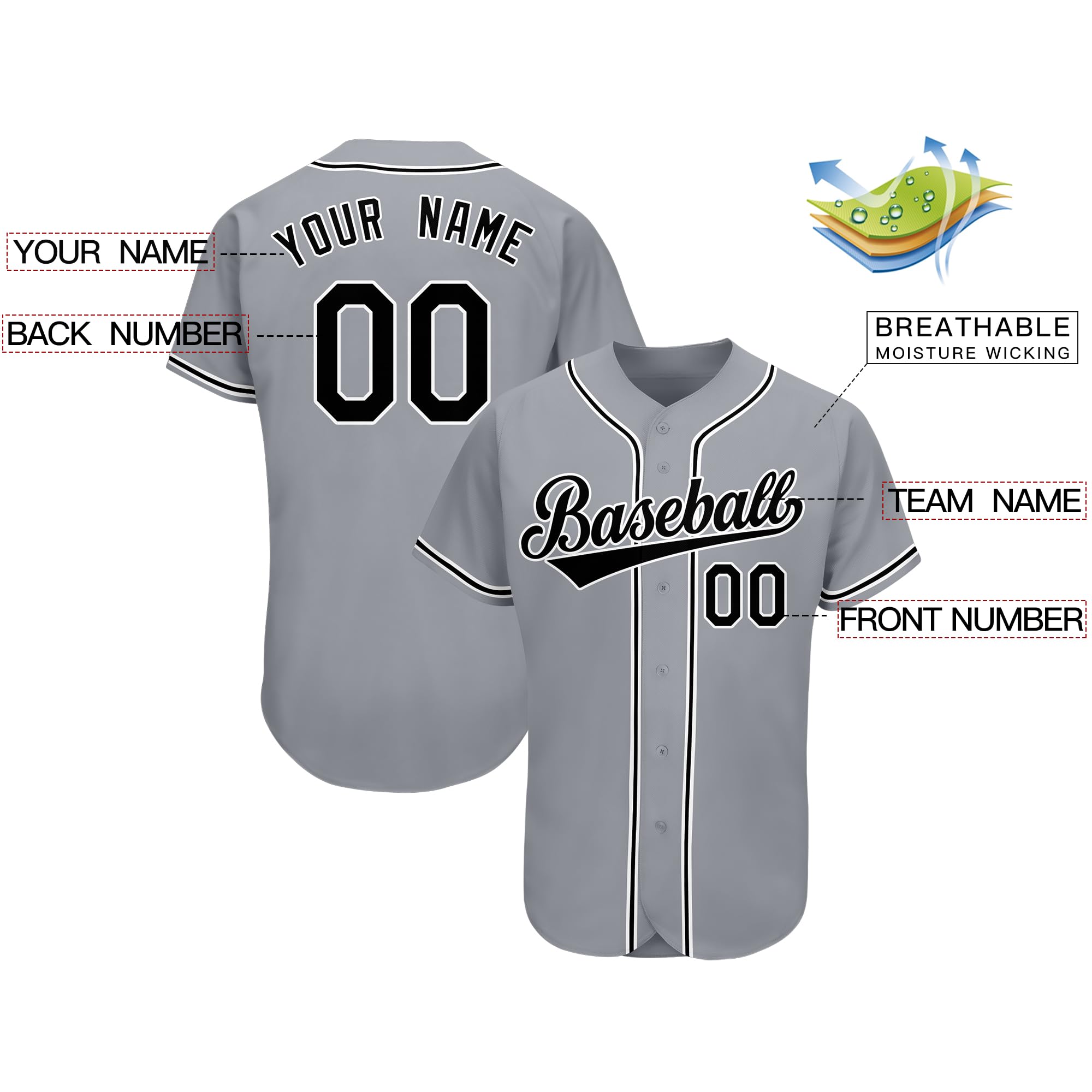 Custom Baseball Jersey for Men Women Youth Sports Uniform Personalized Stitched Name Number Logo