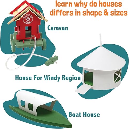 Miniatura 2 de ButterflyEdufields Kit de construcción de casas 5 en 1 para niños a partir de 5 años  Proyectos STEM, kit de manualidades de ciencia arquitectónica
