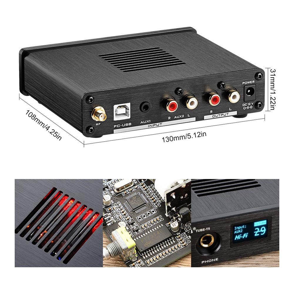 Decoder Audio, preamplificatore valvolare, decodificatore DAC USB, Amplificatore per Cuffie Desktop, Tubo 6K4 Integrato Bluetooth 4.2 con Telecomando utilizzato per l'amplificatore