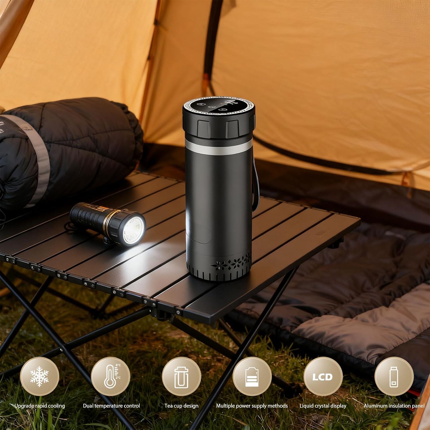 Insulated Travel Cup with Constructed in Battery Refrigerating Technology for Cold Beverages on Proceed Transportable Car Refrigerator Cup for Beverages