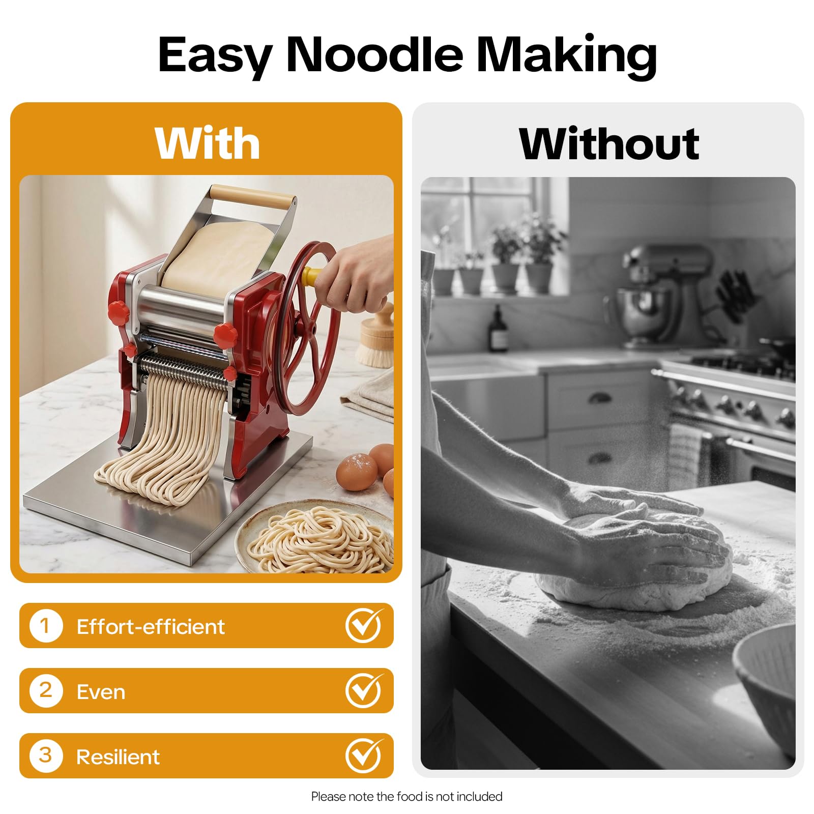 Maszynka do makaronu ze stali nierdzewnej, komercyjna maszynka do makaronu, do spaghetti, fettuccine, lasagne, prezent, 0,5-5 mm, czerwona