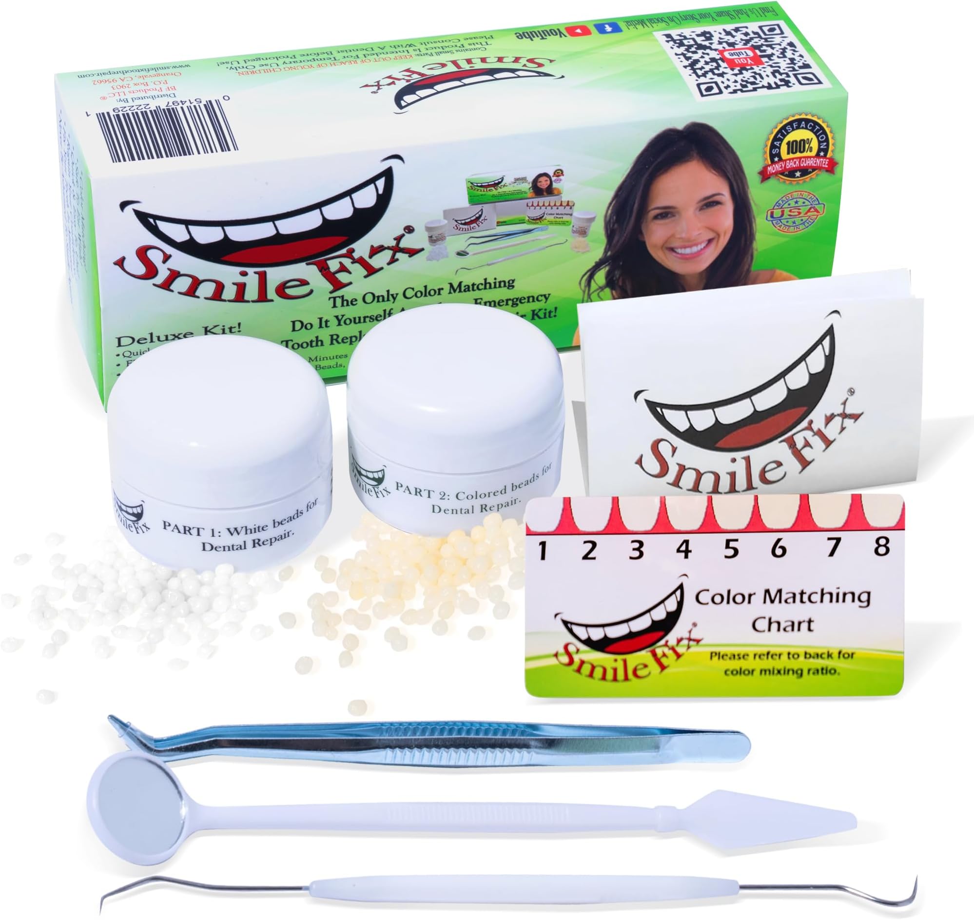 Color Matching Deluxe Dental Repair Kit - Replace Missing or Broken Tooth. Gaps, Broken Teeth Space Temporary Quick & Safe. Regain Your Confidence and Beautiful in Minutes at Home!
