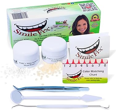 SmileFix Deluxe Dental Repair Kit - Color Matching Compound - Includes Tools - Missing Or Damaged Teeth - Fix Gaps, Broken Teeth - Durable Tooth Repair - Fast & Easy Process