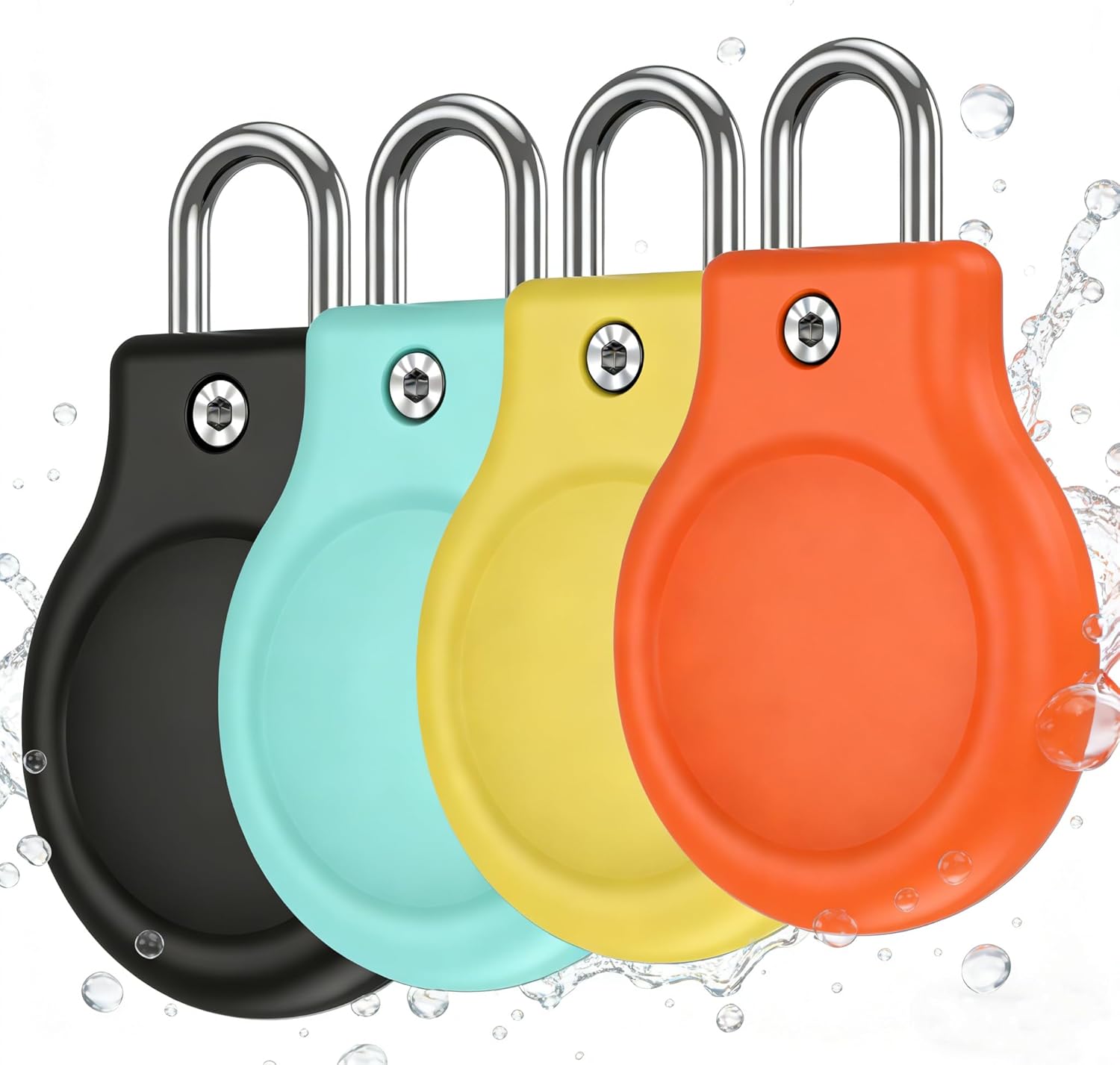for Airtag Holder with Metal U Lock, Air Tags-4 Pack Apple Airtag Keychain Holder,IPX8 Waterproof,360° Hard Protective,Secure Lock Air Tag Keychain for Airtag (1st & 2nd Gen)