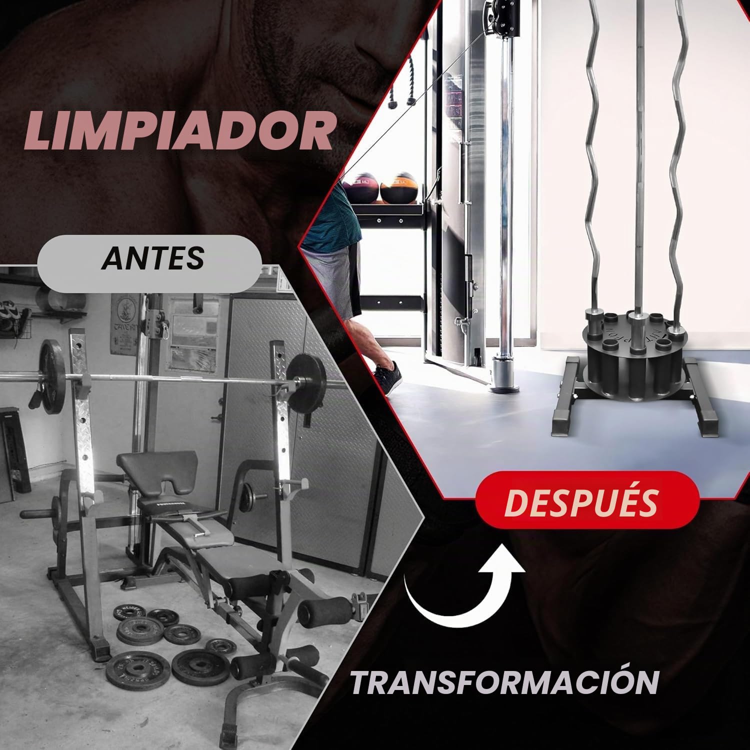 Soporte para barras, soporte vertical giratorio para barras con capacidad para 5/10 barras, compatible con barras olímpicas de 2 pulgadas.