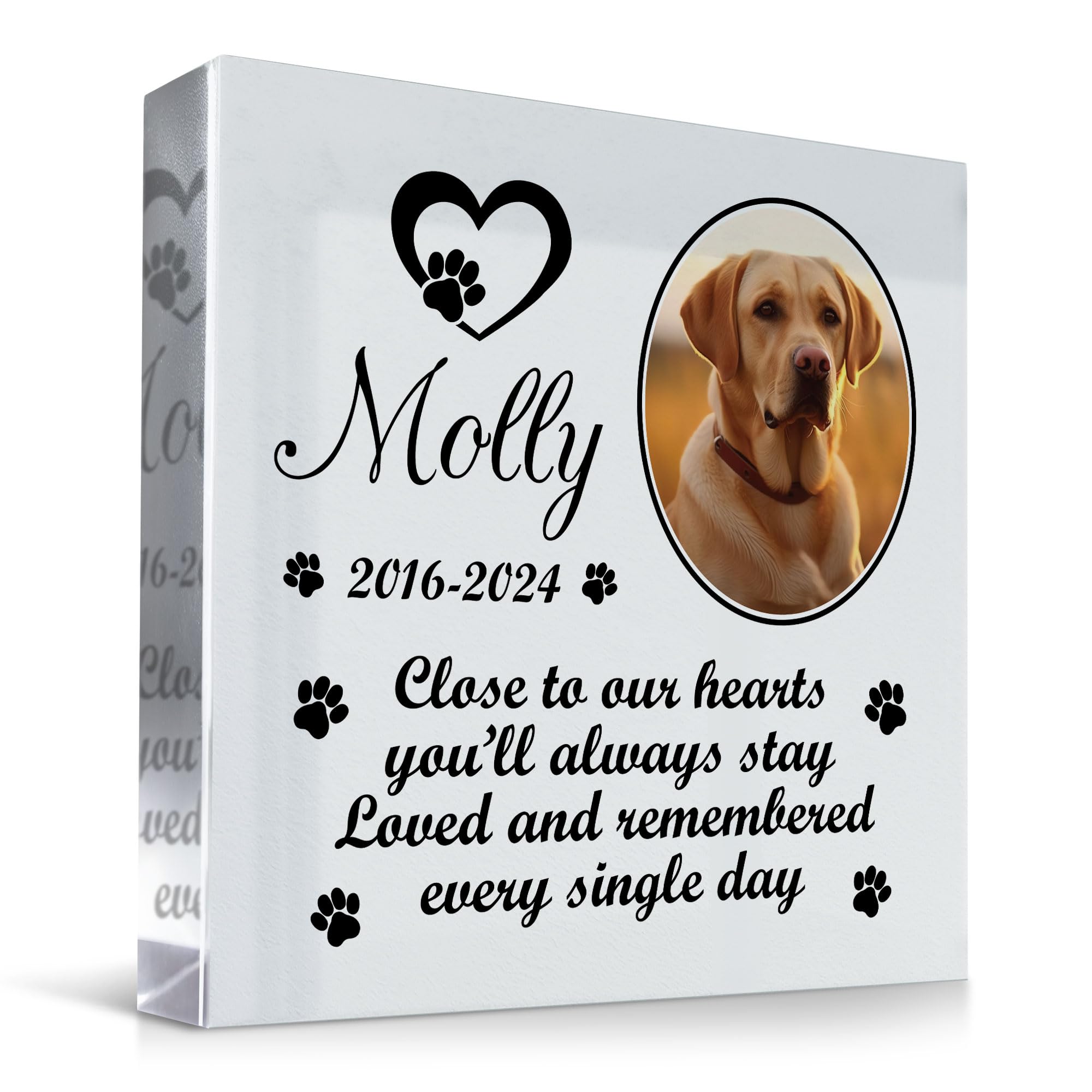 RED OCEAN Personalised Dog Memorial Gifts Custom Pet Memorial Plaques Pet Bereavement Gifts with Any Photo & Name Natural Slate Grave Plaque Gifts for Loss of Dog Cat Pet Puppy (Design 10)