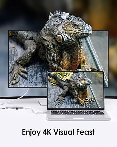 Miniatura 4 de LENTION Adaptador USB a USB-C 5 en 1 con lector de tarjetas micro SD/SD para iPhone, adaptador multipuerto HDMI a USB C Hub 4K a 30Hz con 3 USB 3.0