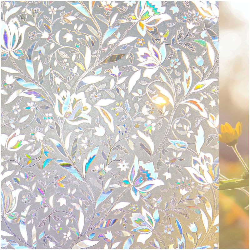 Image of 3D Decorative Glass Film Window Film for Glass Film for Windows Privacy - Flower 3D |16 X 48 Inchs