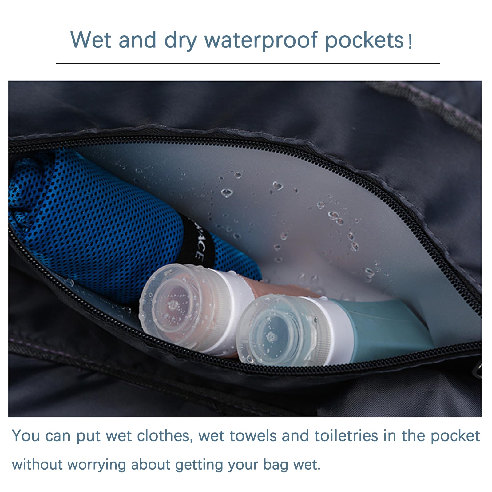 Bolsa de deporte para hombres y mujeres, 42 L, bolsa de viaje impermeable, bolsa de deporte con compartimento para zapatos, compartimento húmedo y función de mochila, bolsa de viaje, bolsa de