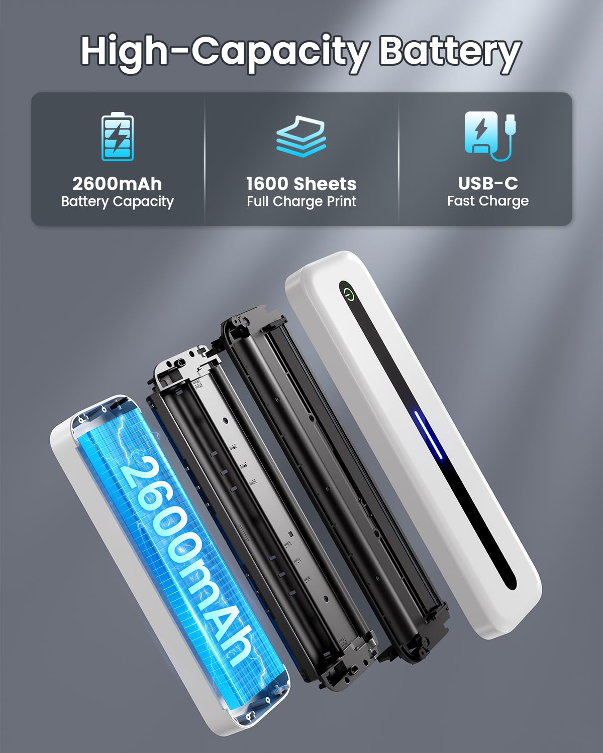 Impresora Térmica A4, M832 Impresora Portátil para Casa, Oficina, Estudio, Impresora Sin Tinta con Papel Térmico, Impresora Bluetooth Compatible con Teléfonos Móviles y Ordenadores