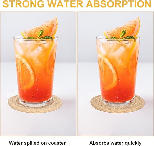 Miniatura 5 de 6 posavasos absorbentes para bebidas, posavasos tejidos de algodón para decoración de comedor, inauguración de la casa, tapete para beber en frío y
