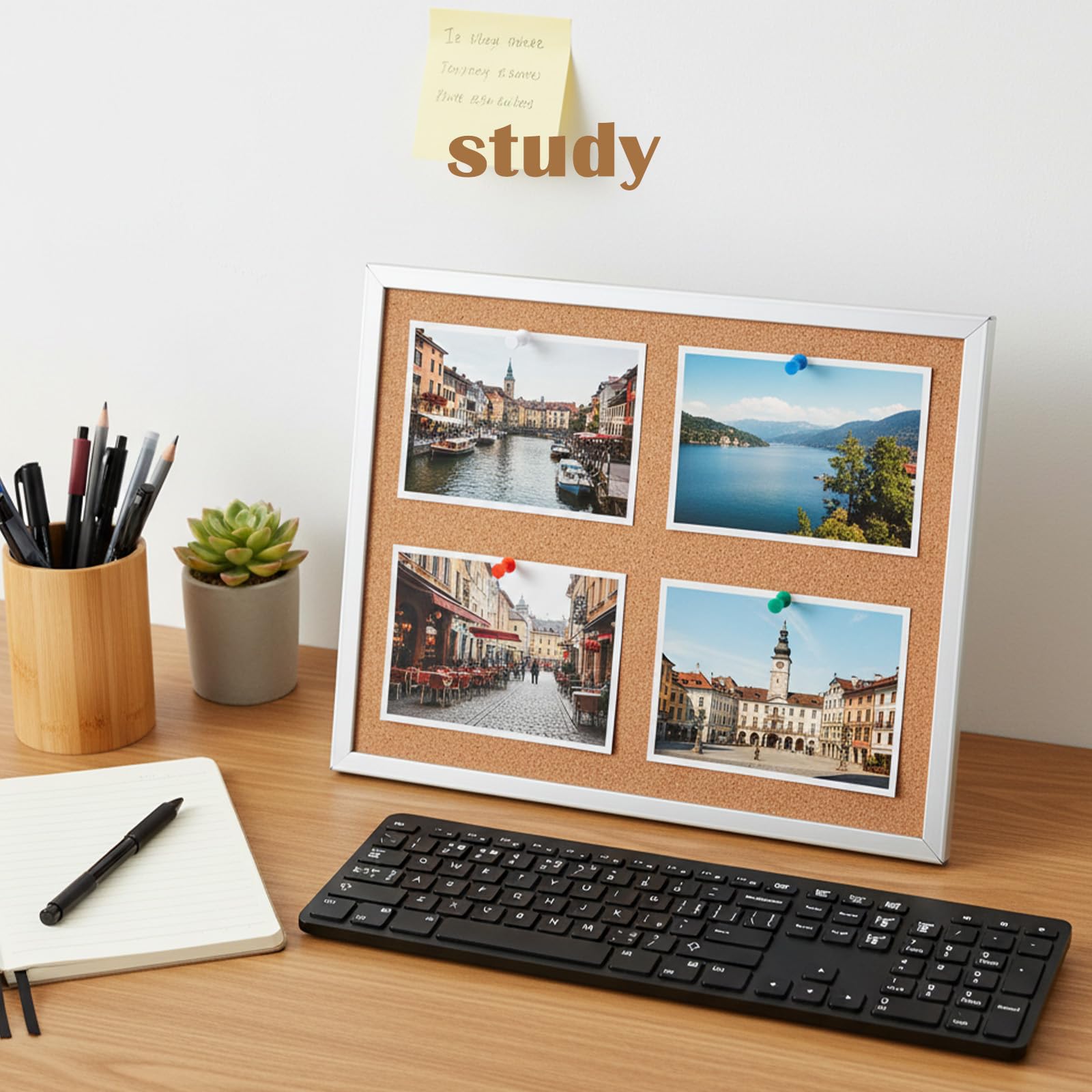 Korktafel, 2 Stück, 24,9 x 24,8 cm, doppelseitige Pinnwand, kleine Korktafeln mit Ständer für den Schreibtisch, geeignet mit 10 Pinnnadeln für Zuhause, Büro, Schreibtische, Nachrichts- oder