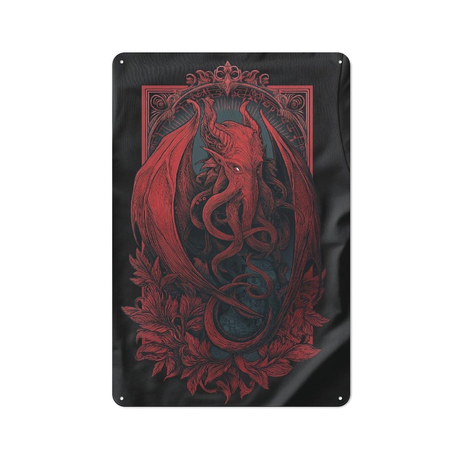 Junmoney Cthulhu Red Majesty Retro Tin Sign 30X20cm For Workshop Wall, For Collectors Of Retro Metal Wall Decor
