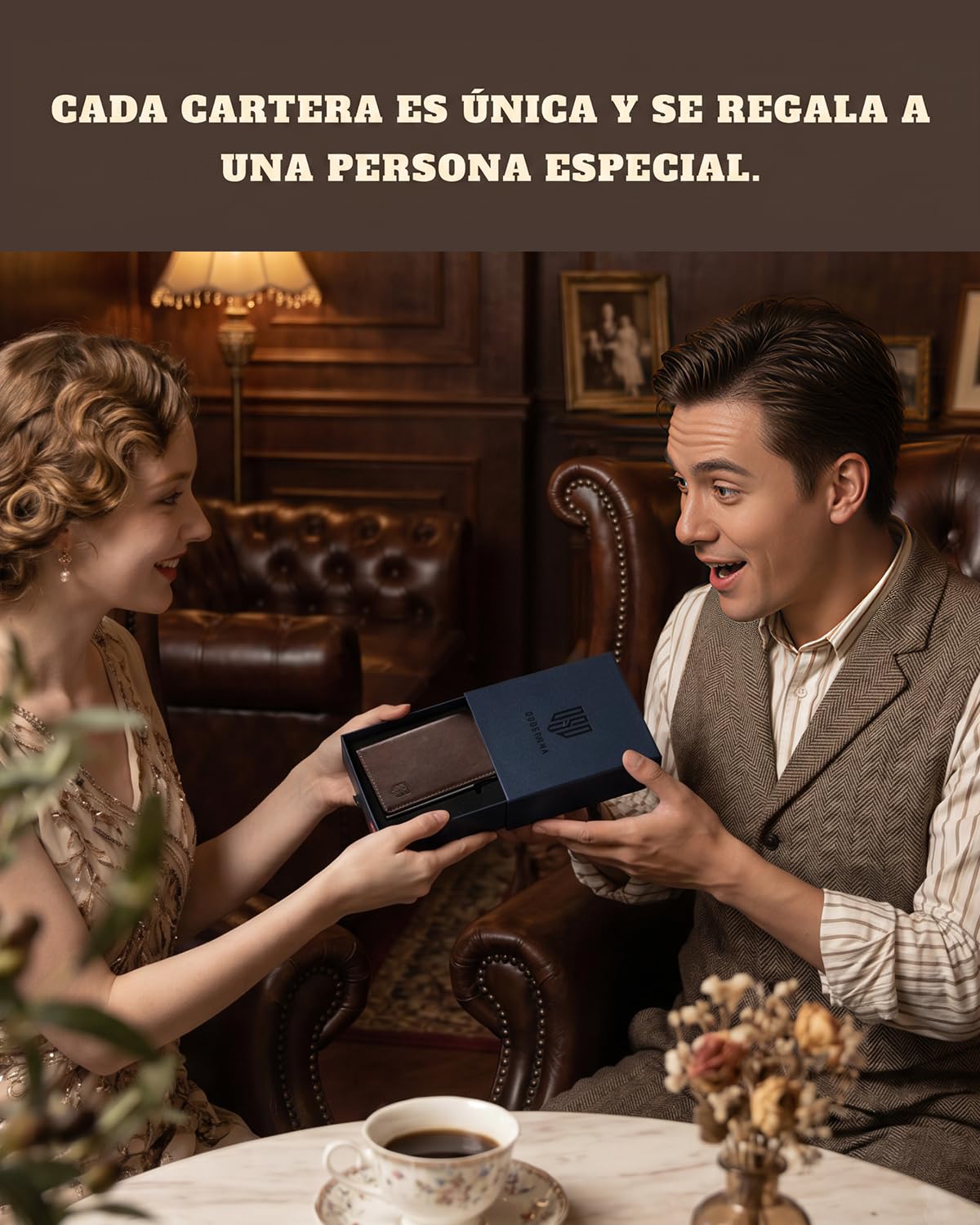 DODENSHA MagSnap Cartera para Hombre I Slim Wallet con Compartimento para Monedas XL para más de 10 Monedas I Tarjetero para Hombre para 10 + Tarjetas (Marrón Plateado)