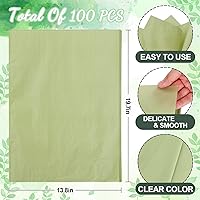 Vista 2 de Whaline 100 hojas de papel de seda verde salvia a granel, papel de regalo verde sauce, papel de regalo para manualidades, papel de seda verde