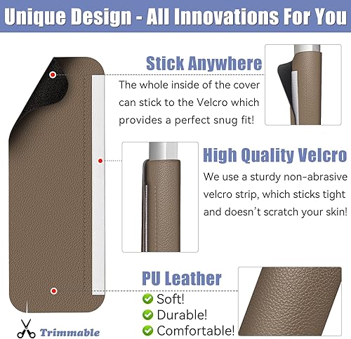 Vista 46 de Fundas para manijas de puerta de refrigerador, 5 unidades, fundas de cuero para manijas de electrodomésticos de cocina, mantienen tu refrigerador