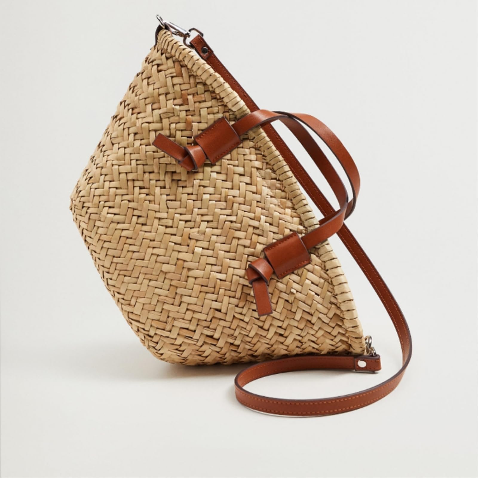 Strandtasche Casual Korbtaschen Rattan Sommer Schulter Crossbody Tasche Strandstroh Tasche-Brown