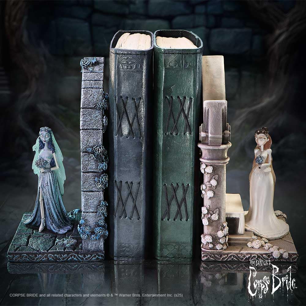 Nemesis Now Sujetalibros Emily y Victoria de la Novia cadávera, coleccionables de la película gótica, Licencia Oficial Tim Burton Merchandise